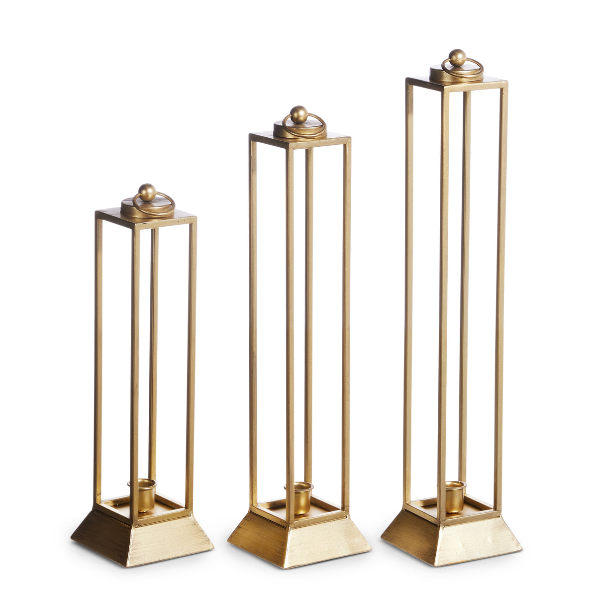 3 sizes of Gold Lanterns in a row on a white background