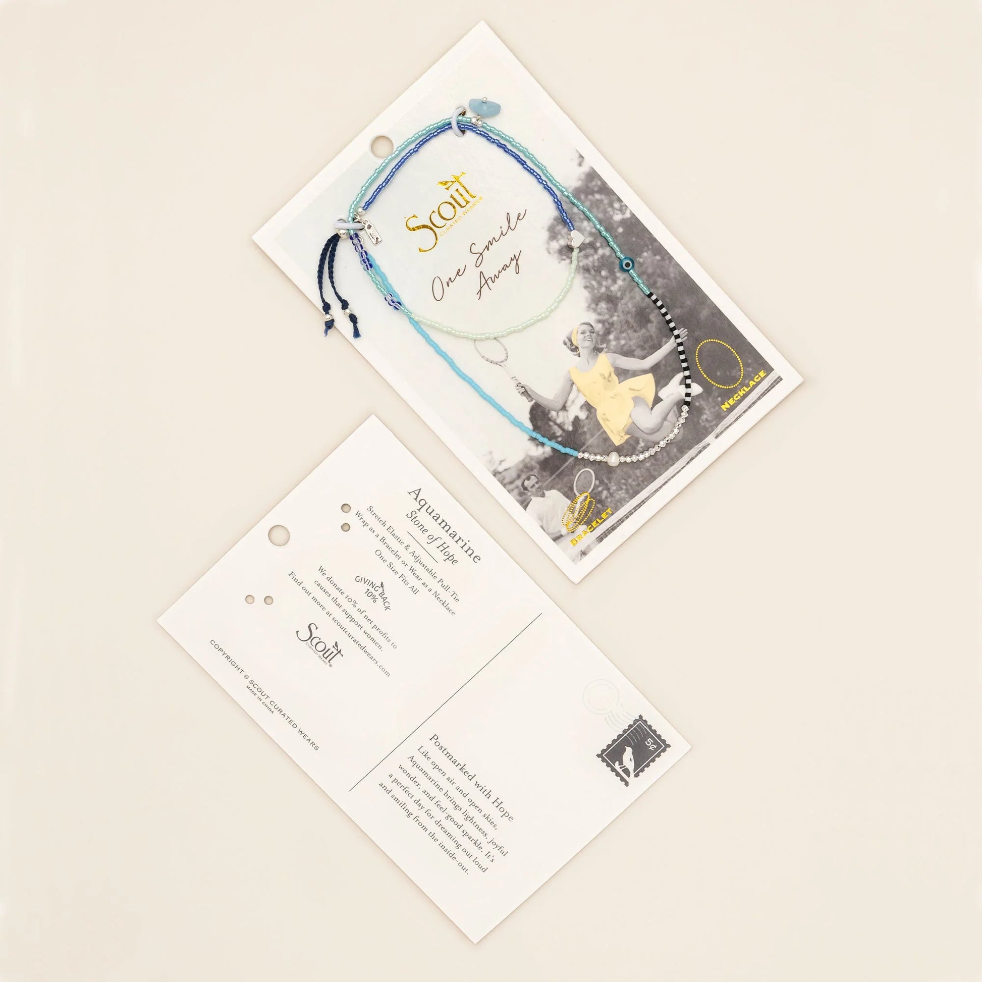 front and back views of beaded wrap card packing

