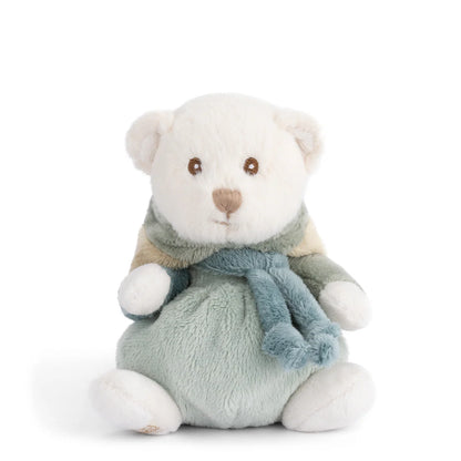 front view of ziggy benji plush toy with the hood down