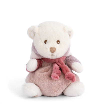 front view of ziggy bibi plush toy with the hood down
