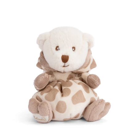 white bear plush with its giraffe hood off
