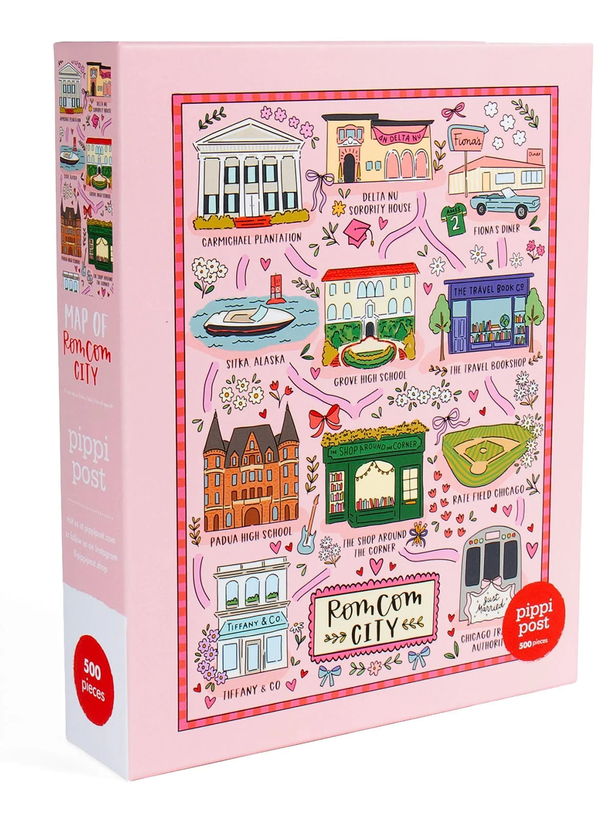 Rom Com City Map Jigsaw Puzzle Box on a white background