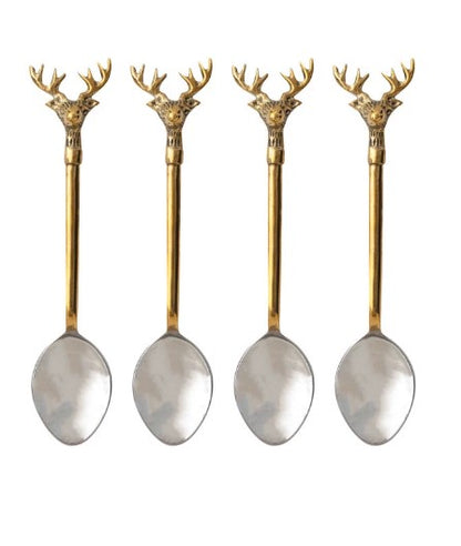 reindeer stainless and brass mini spoon displayed on a white background