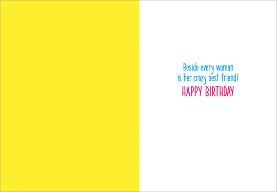 inside view of card is yellow and cream with blue and pink text listed in the description