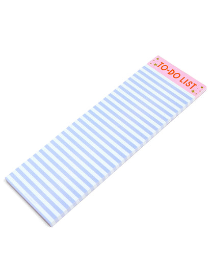Blue Stripe To Do List Notepad at an angle on a white background