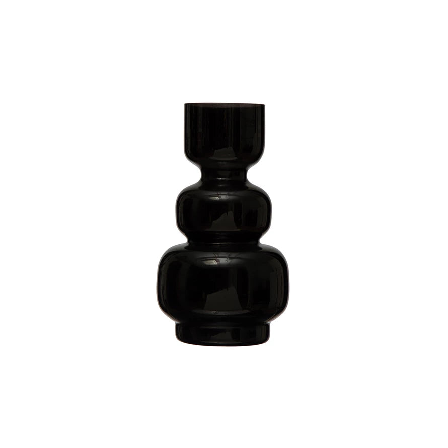 black glass vase on a white background.