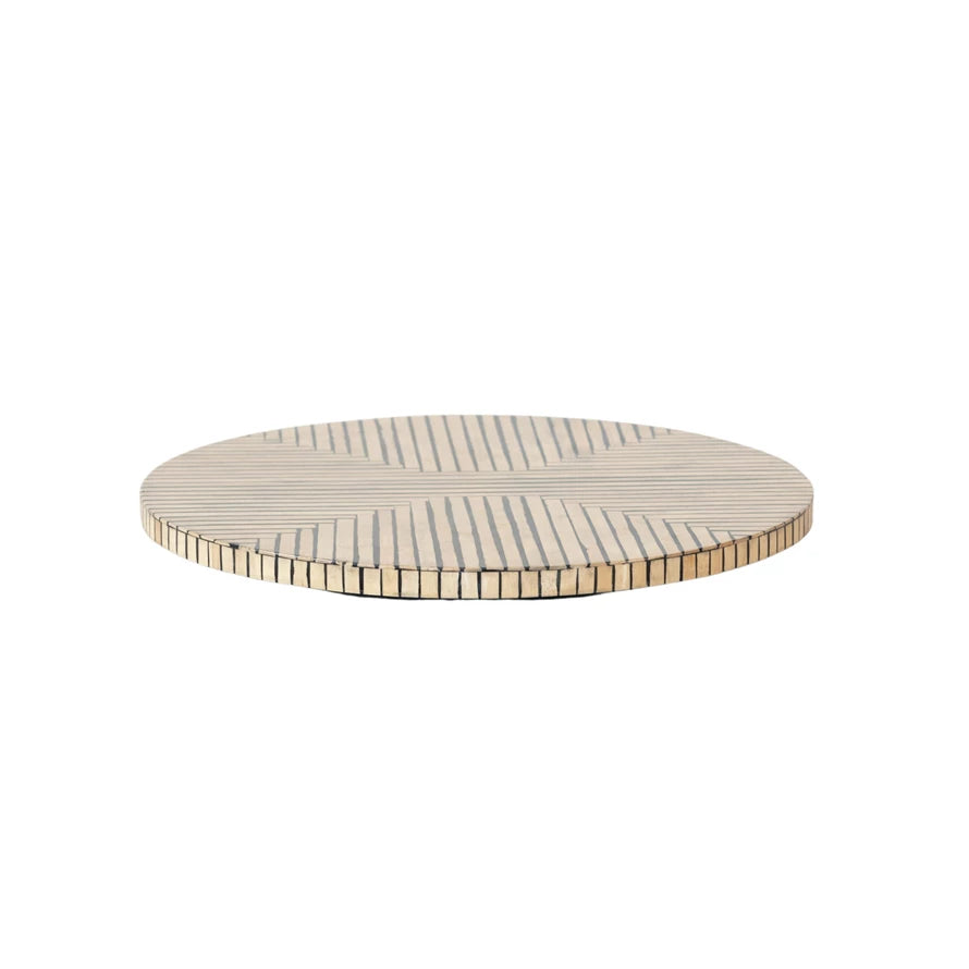 side view of Lazy Susan with Geometric Stripes