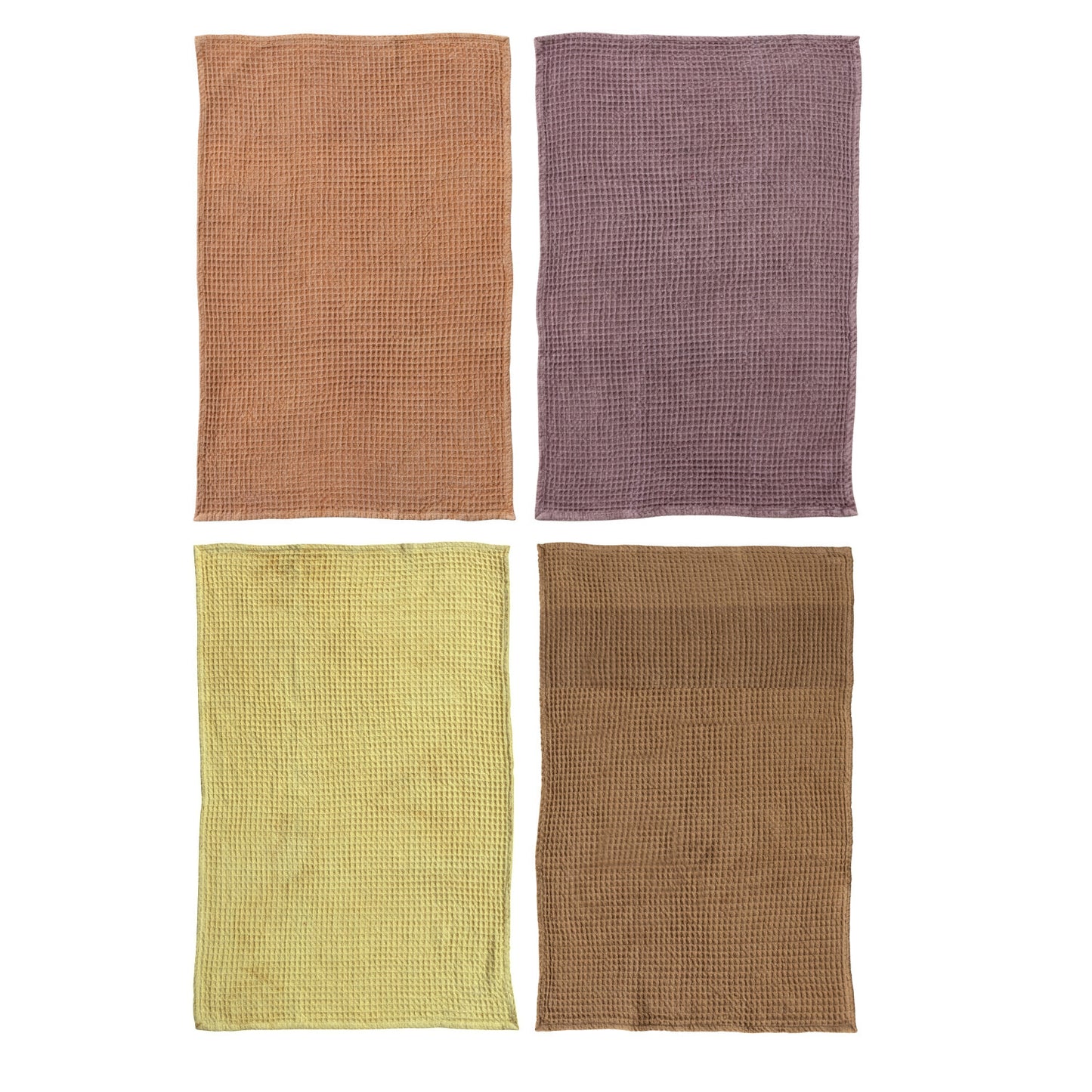 Stonewashed Cotton Waffle Weave Kitchen Towe in 4 Colors
