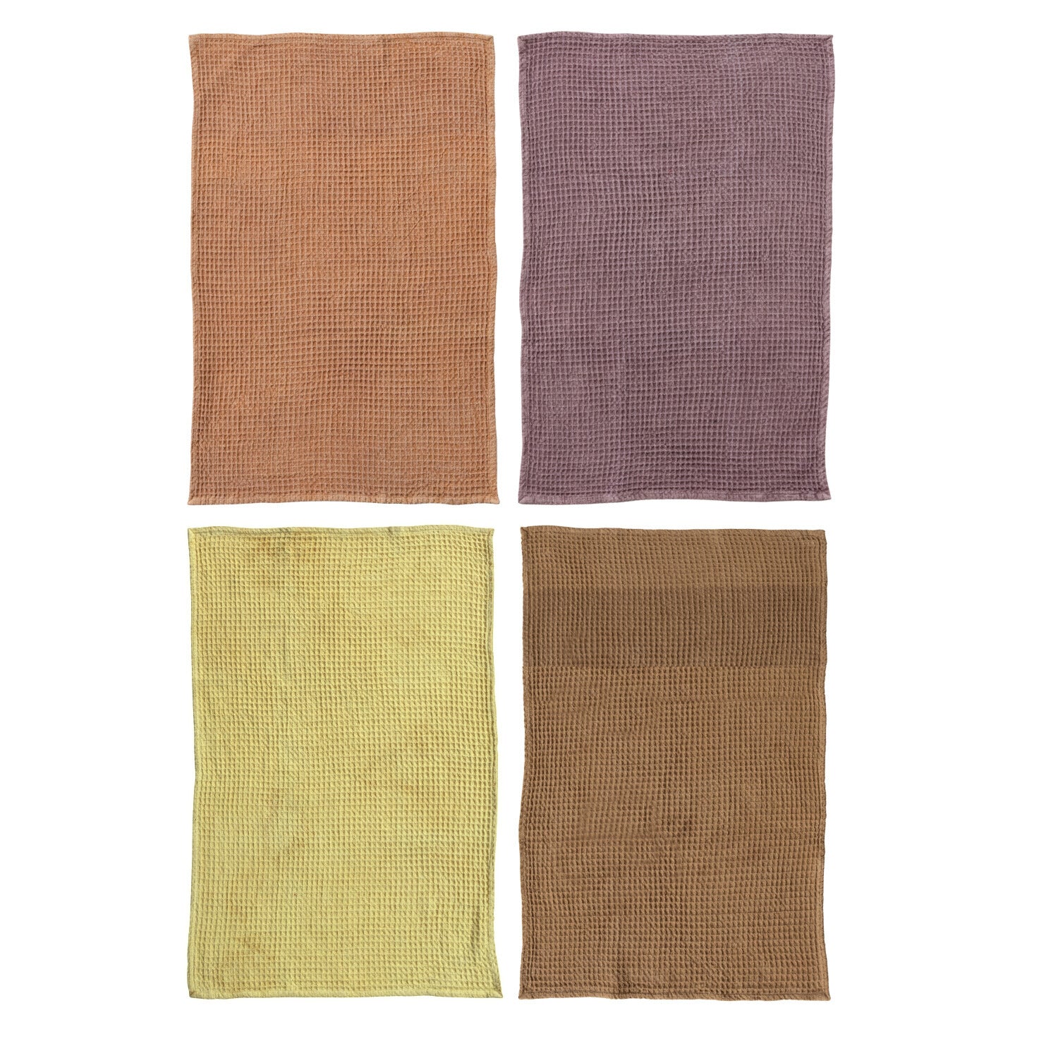 Stonewashed Cotton Waffle Weave Kitchen Towe in 4 Colors