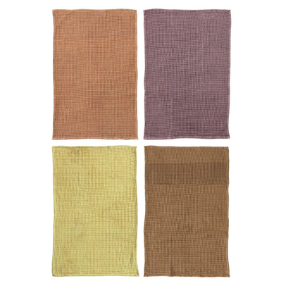 Stonewashed Cotton Waffle Weave Kitchen Towe in 4 Colors