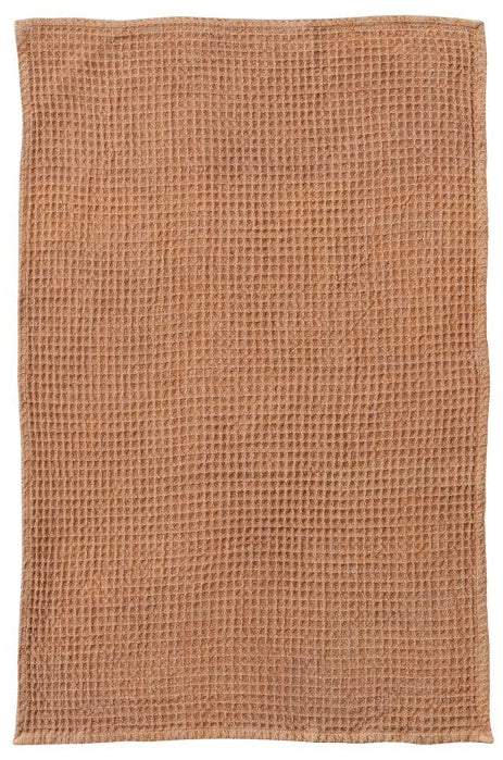 peach colored Stonewashed Cotton Waffle Weave Kitchen Towel