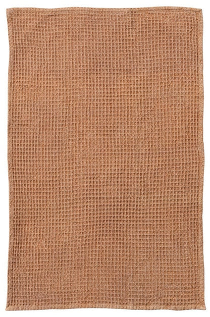 peach colored Stonewashed Cotton Waffle Weave Kitchen Towel
