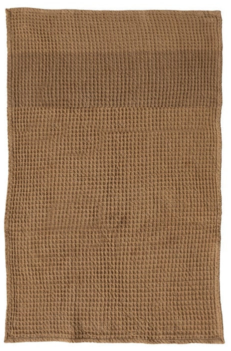 camel colored Stonewashed Cotton Waffle Weave Kitchen Towel