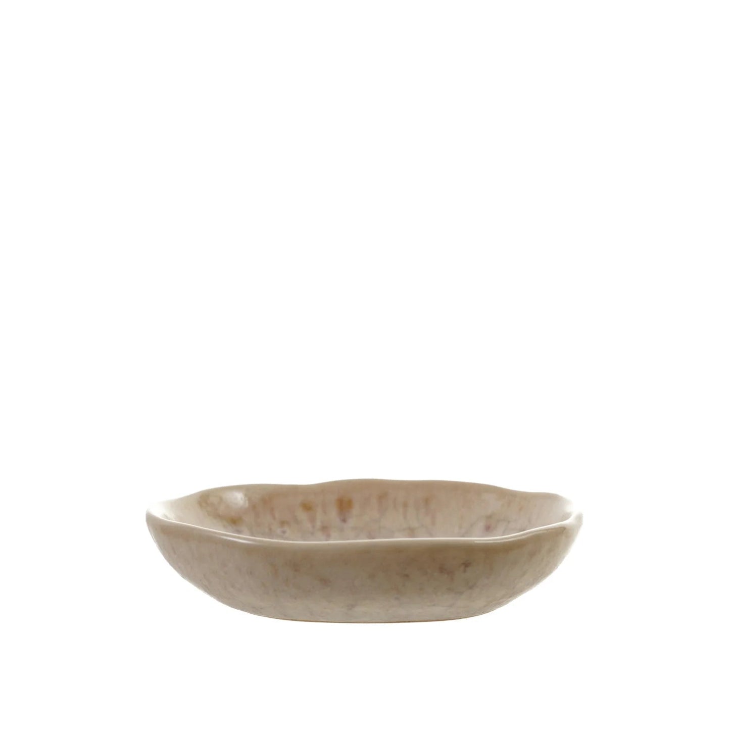 side view of small dish shown on a white background