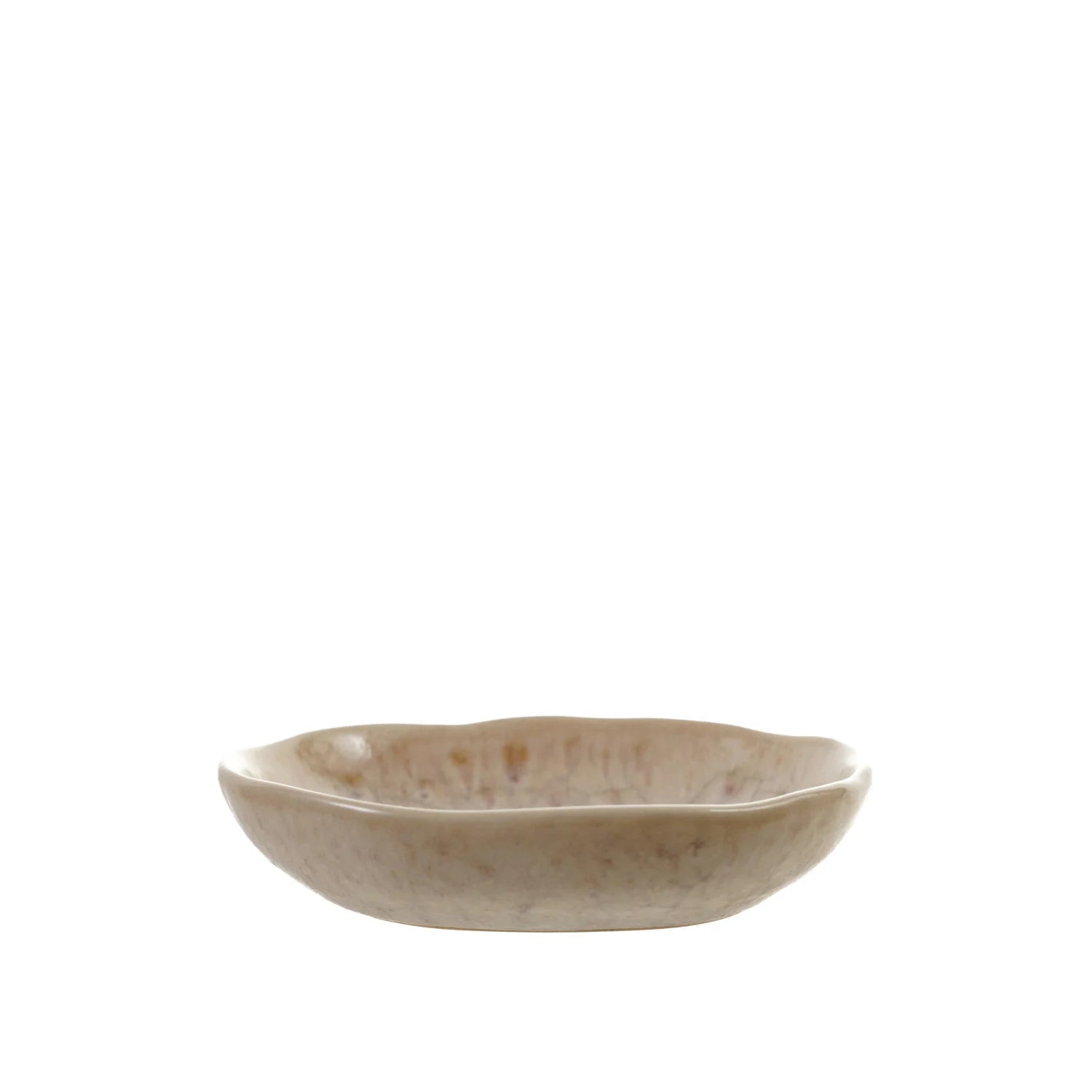 side view of small dish shown on a white background