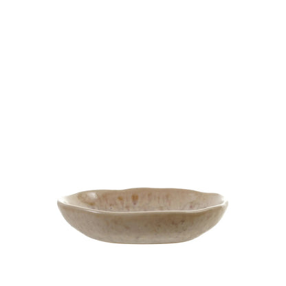 side view of small dish shown on a white background