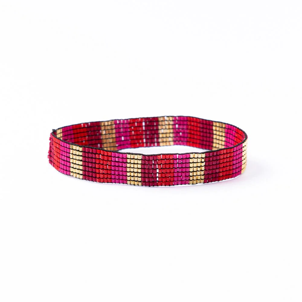 Alex Vertical Stripe Beaded Stretch Bracelet shown on a white background