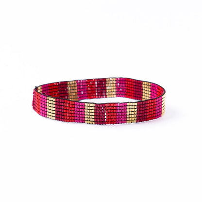 Alex Vertical Stripe Beaded Stretch Bracelet shown on a white background