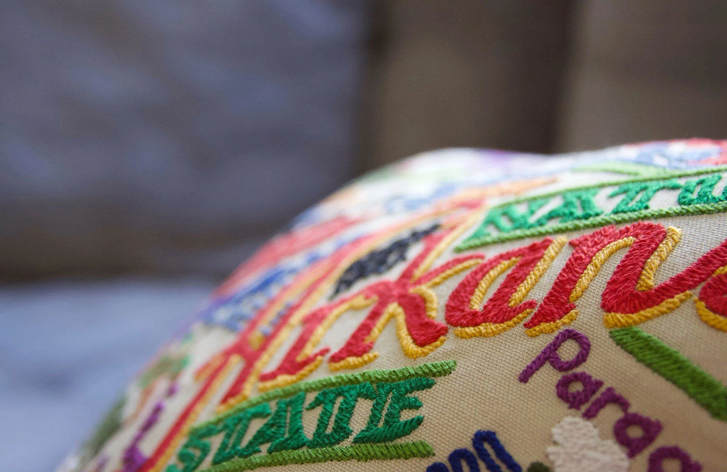 close-up of Arkansas pillow