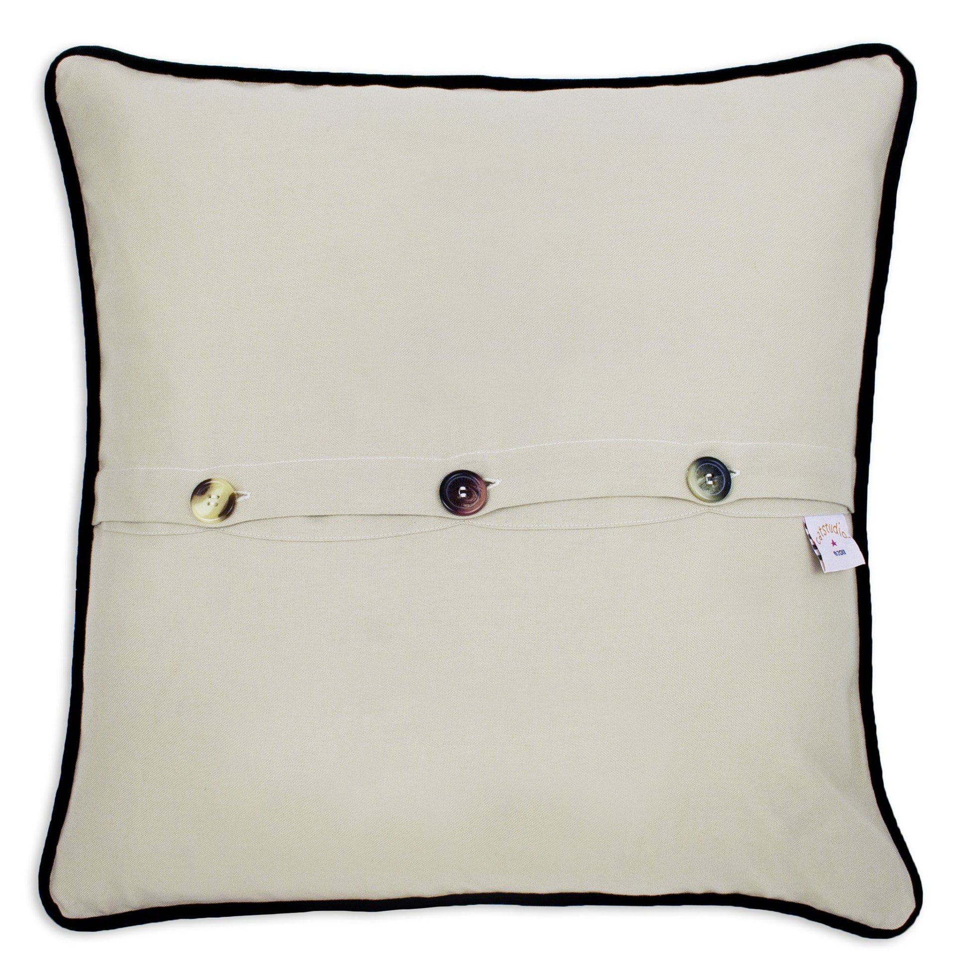 back view of Arkansas pillow showing button closures