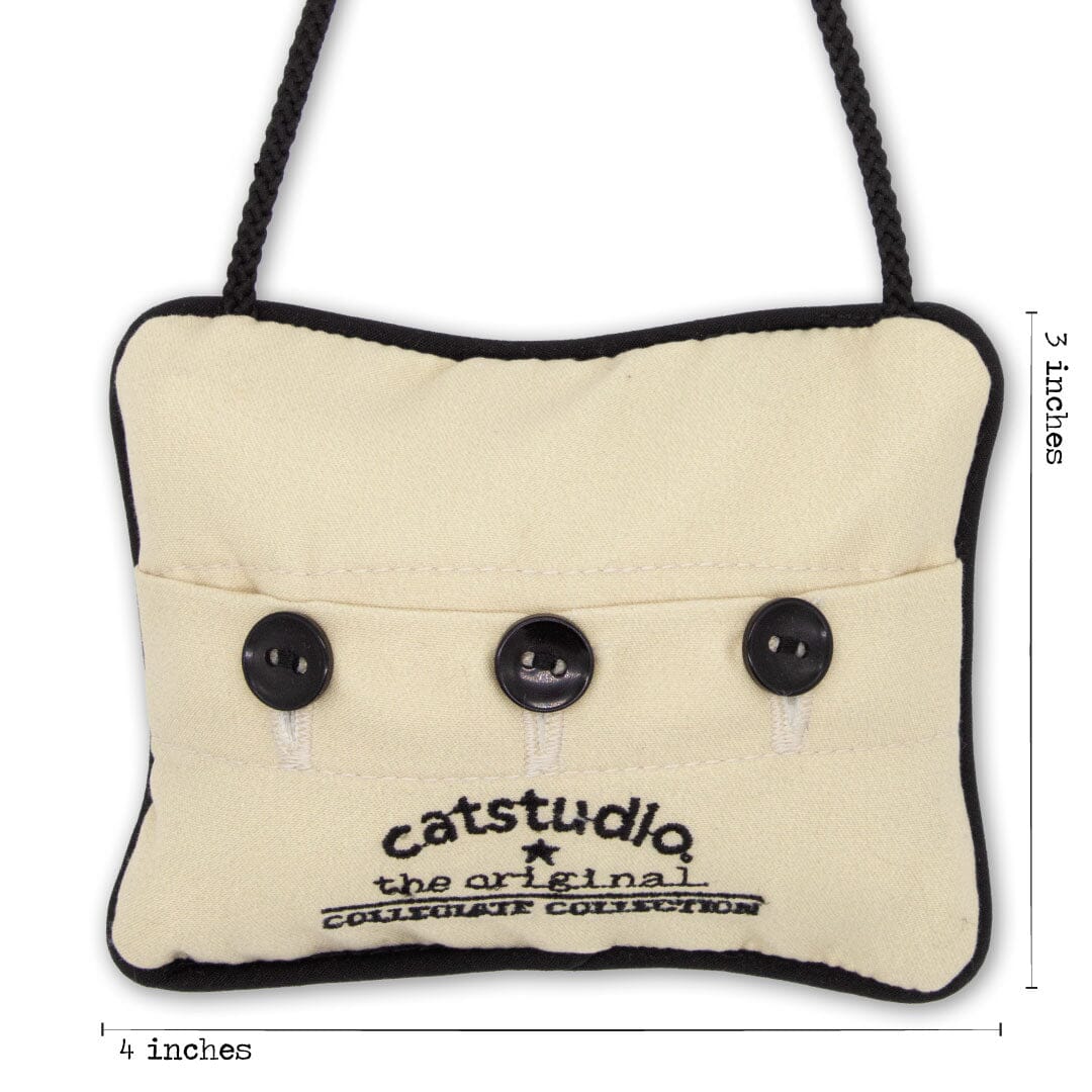 back view of University of Arkansas Mini Pillow with 3 black buttons