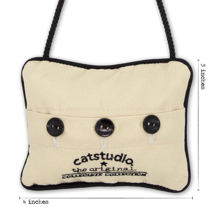 back view of University of Arkansas Mini Pillow with 3 black buttons