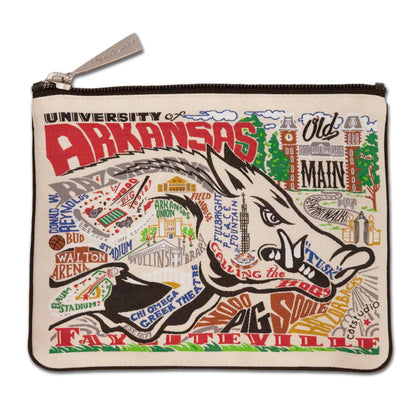 University of Arkansas zipper Pouch shown on a white background