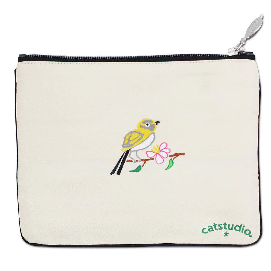 back view of Arkansas Pouch with image of bird on it