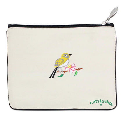 back view of Arkansas Pouch with image of bird on it