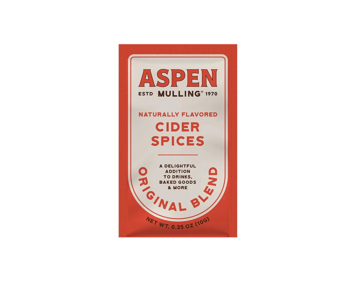 Single serve Aspen Mulling Spice package against a white background.