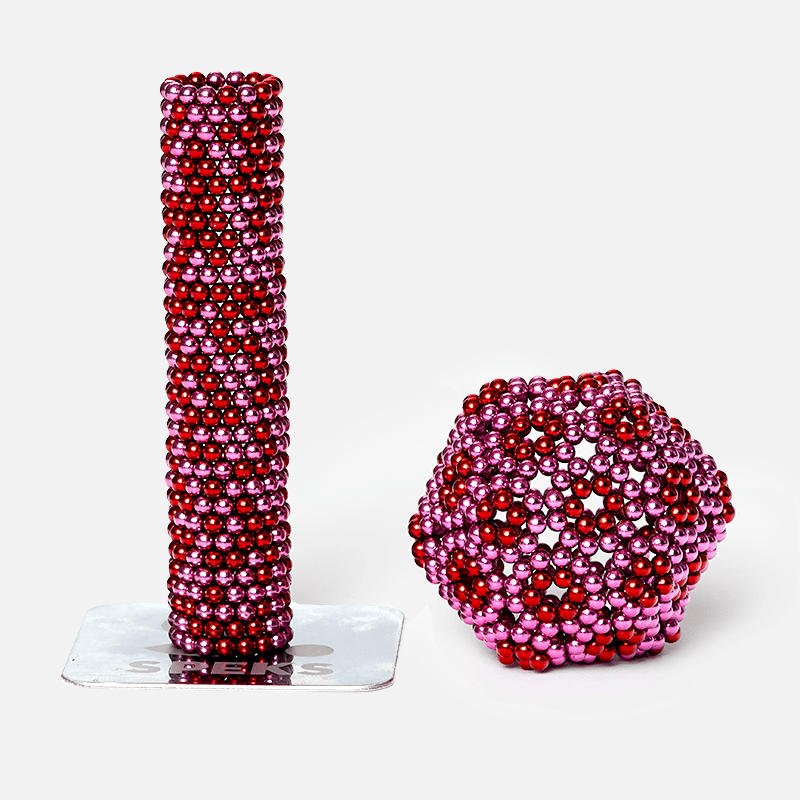 Tones Cherry Pop magnet balls in a cylinder shape and octogen shape against a white background 