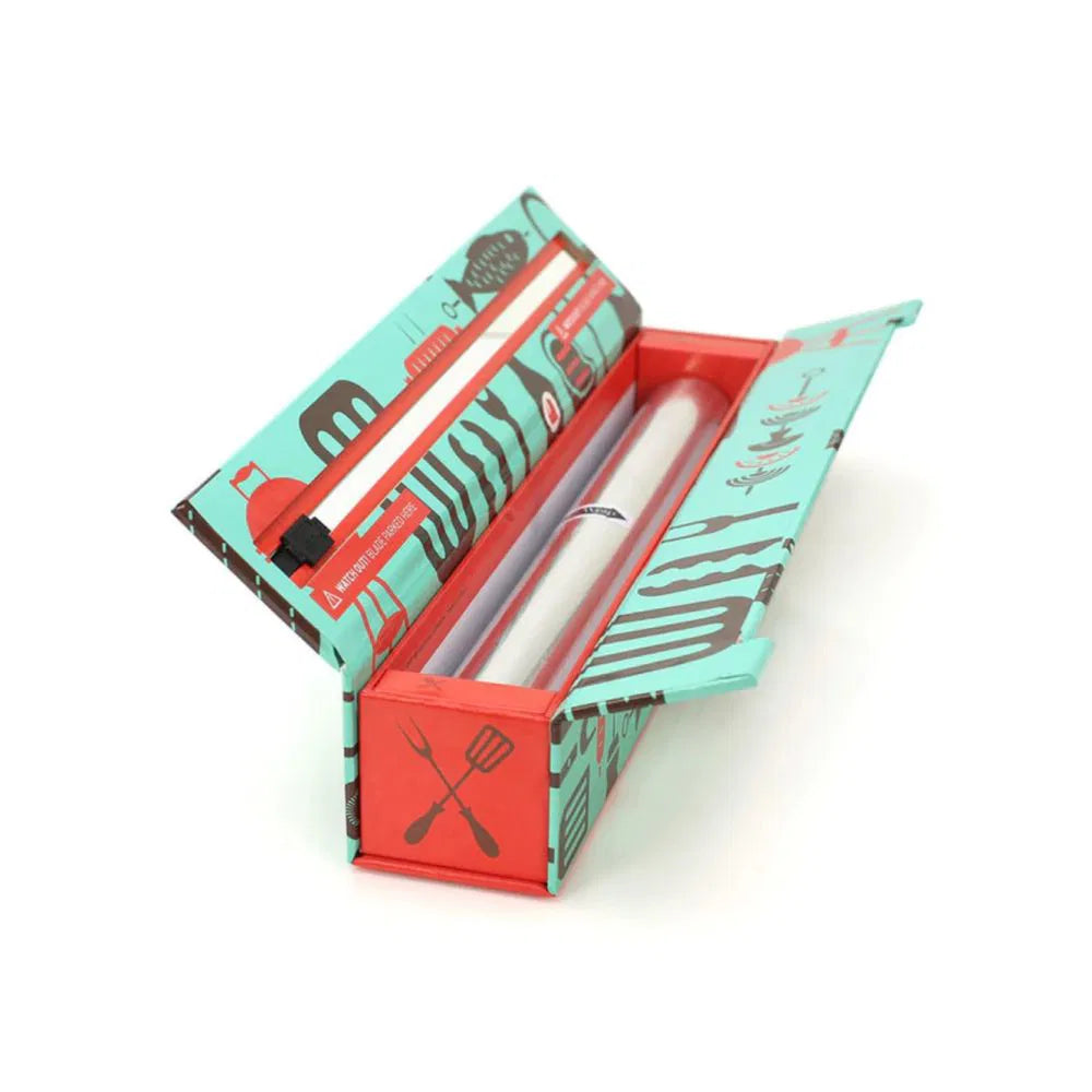 BBQ tools Aluminum Foil Dispenser open showing foil inside