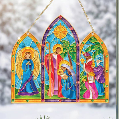 suncatcher in front of a snowy background