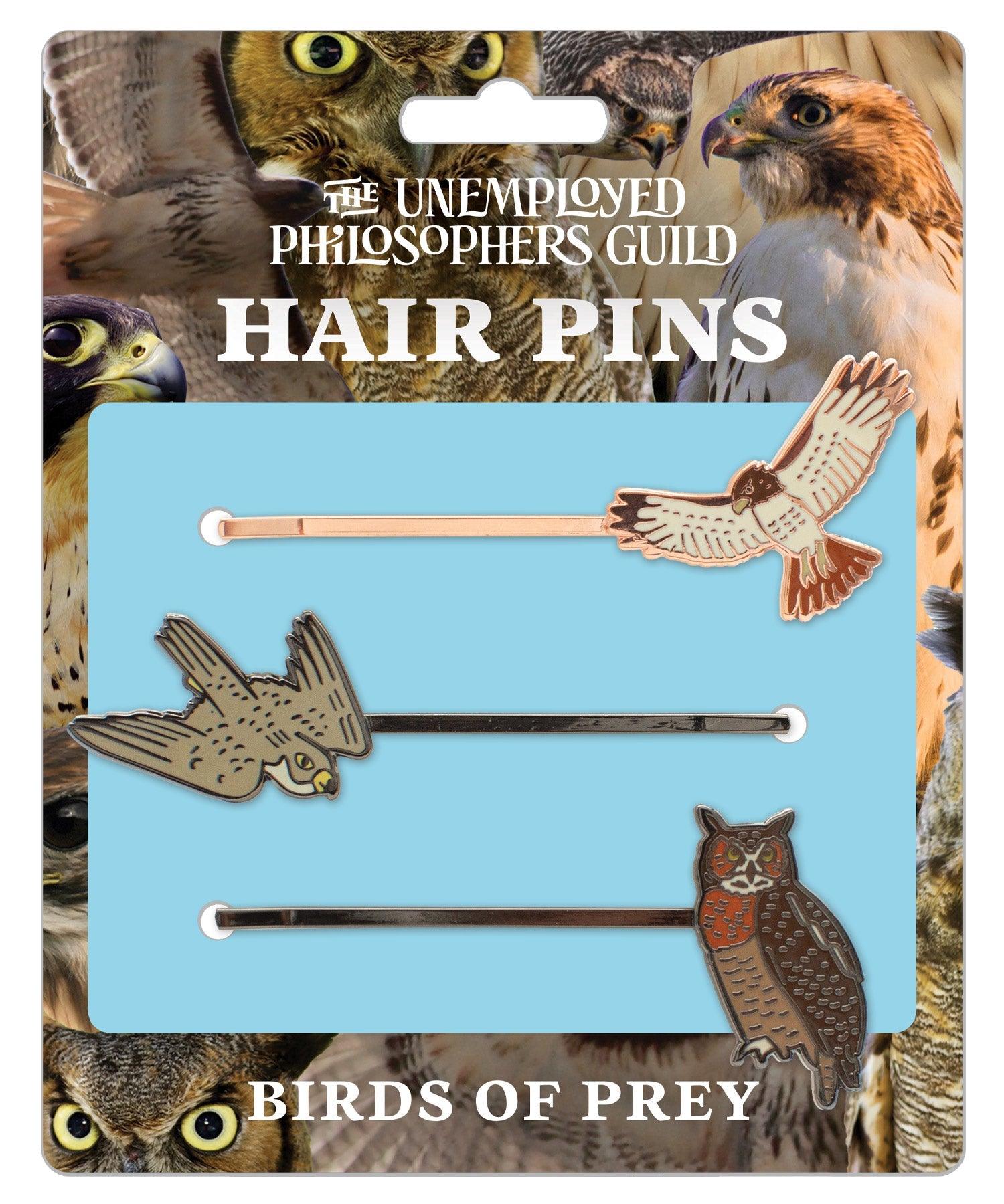 birds of prey hair pin set on its card packaging