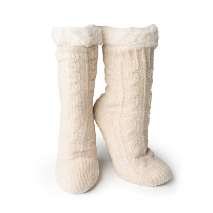 oatmeal Beyond Soft Slipper Socks displayed on a white background