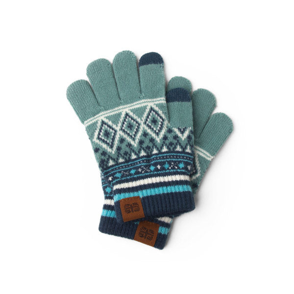 navy Kid's Fair Isle Gloves displayed on a white background
