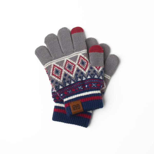 red Kid's Fair Isle Gloves displayed on a white background