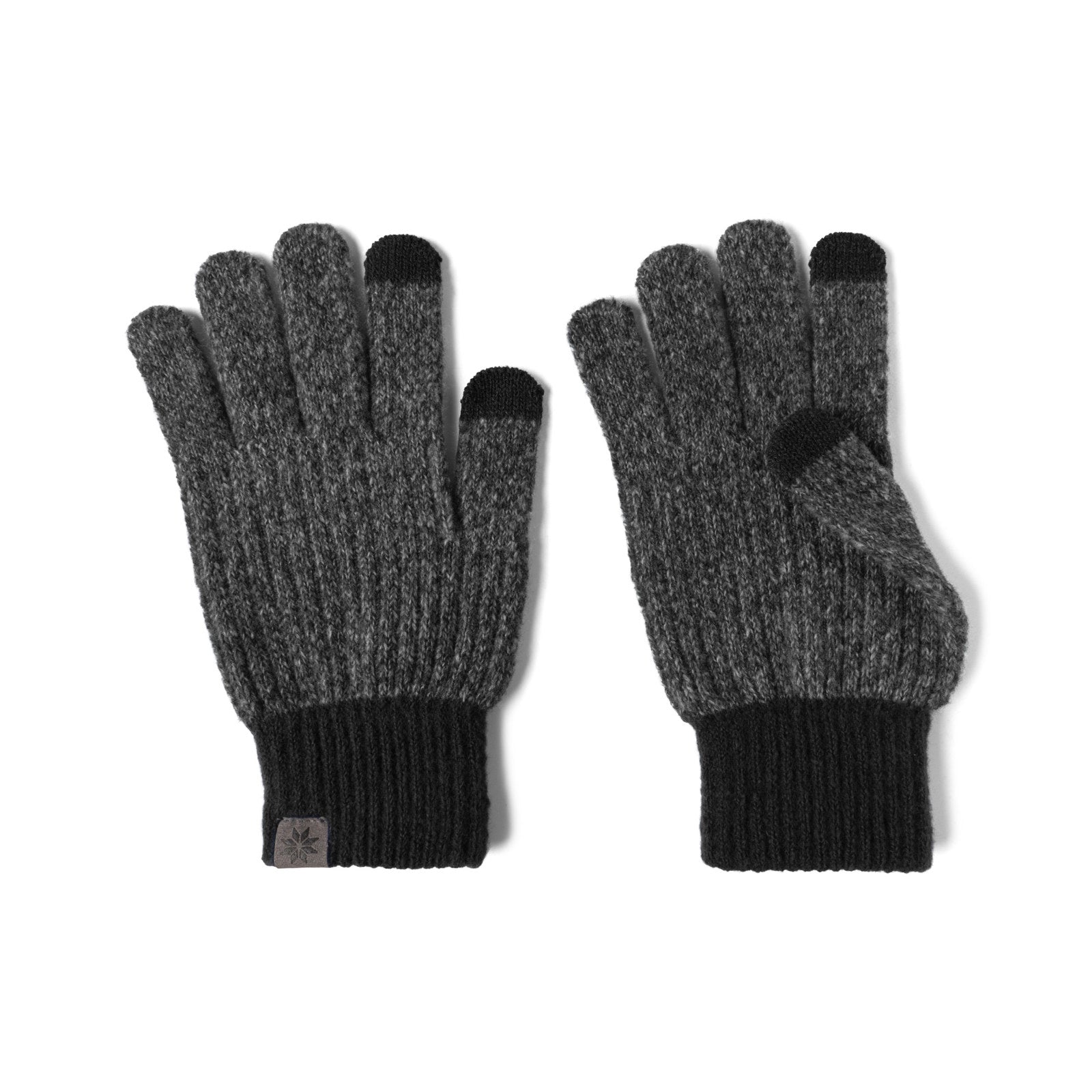 gloves with black cuff and fingertips with a grey fingers.