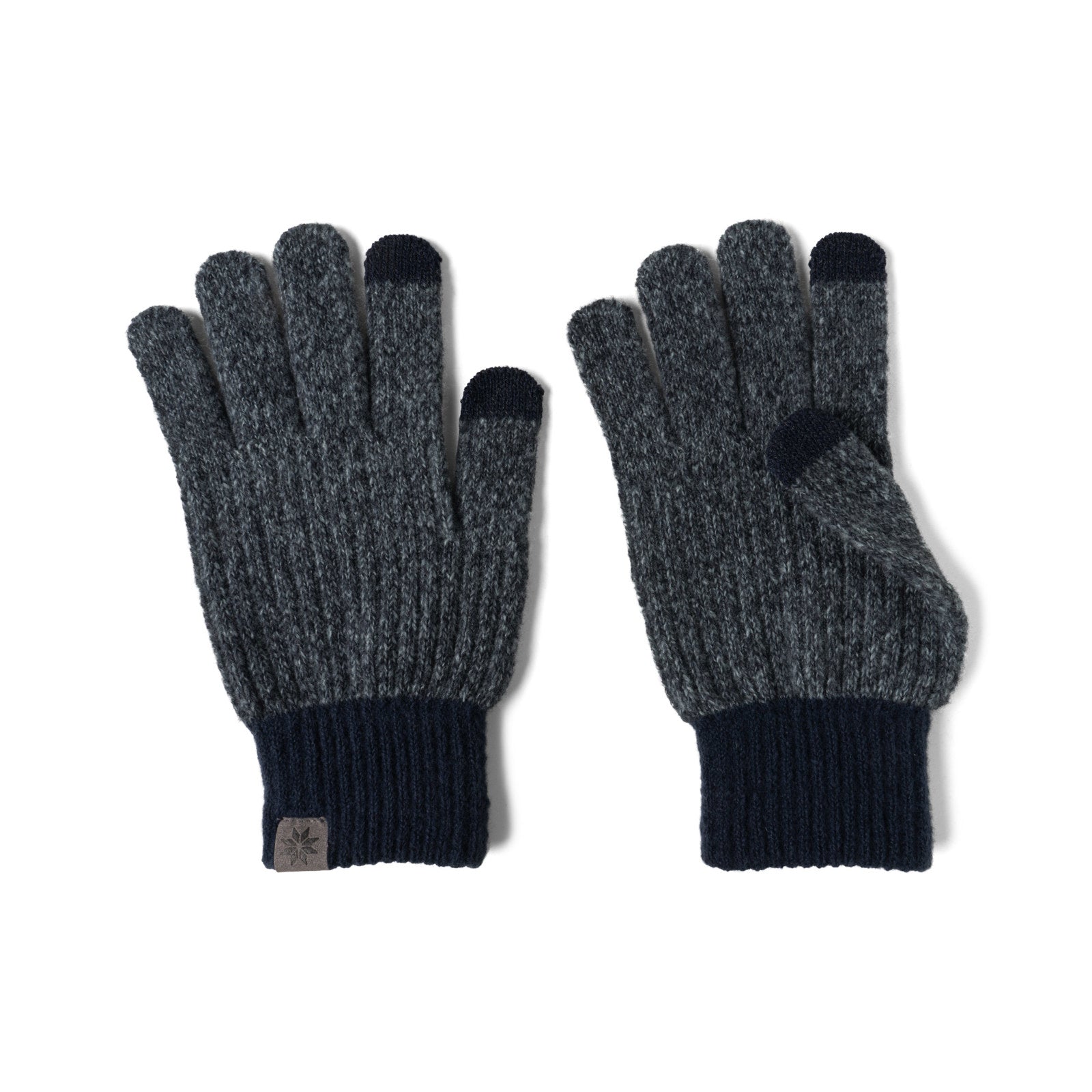 gloves iwth navy cuff and fingertips with lighter blue fingers