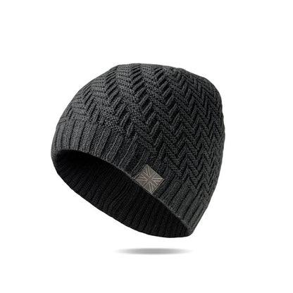 jet black Men's Lodge Beanie displayed against a white background