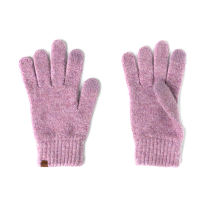 Pair of lilac purple gloves on a white background