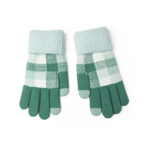 teal Sweater Weather Gloves displayed on a white backbground
