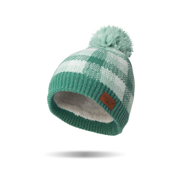 teal Sweater Weather Pom Hat displayed on a white background