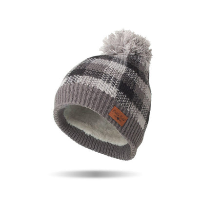 gray Sweater Weather Pom Hat displayed on a white background