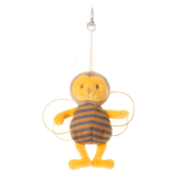 front view  of bee plush bag charm shown on a hwite background