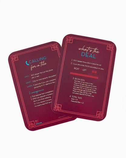 front side of burgundy shuffler cards