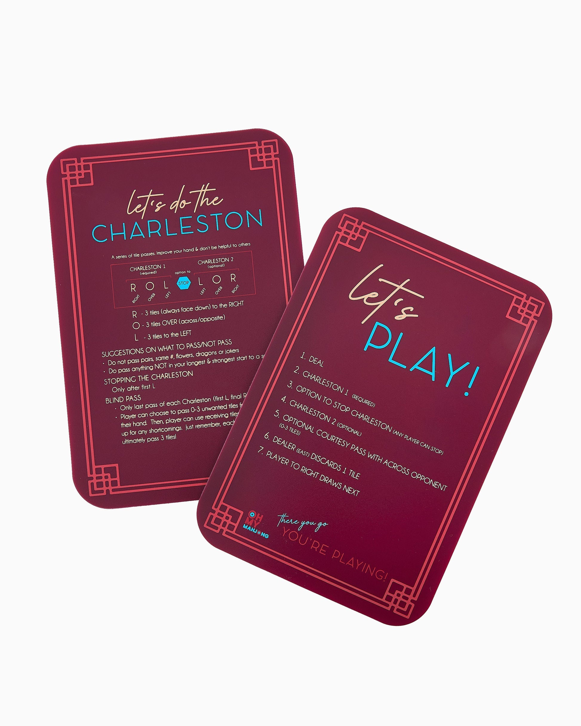 back side of burgundy shuffler cards