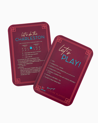 back side of burgundy shuffler cards