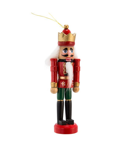 king wooden nutcracker ornament displayed against a white background