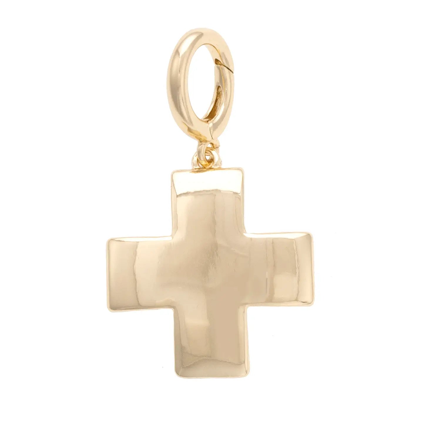 Gold cross pendant on a white background